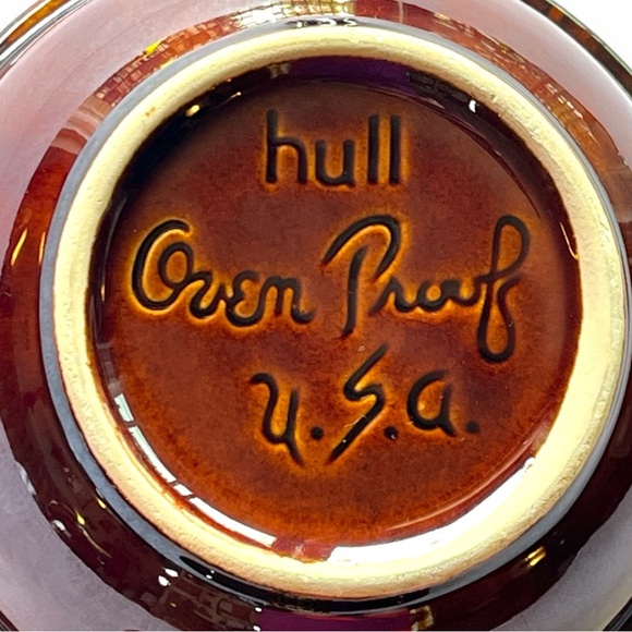 VTG Hull Pottery Brown Drip Bowl (Individual Casserole, Soup, Chili) & Lid Set - Picture 5 of 11